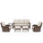 6 Pieces Outdoor Wicker Patio Furniture Set, 5-Person Seating Group With Side Table & Ottoman, All-Weather PE Wicker Sofa Conversation Set For Poolside, Deck, Backyard, Blue/Beige-866957804