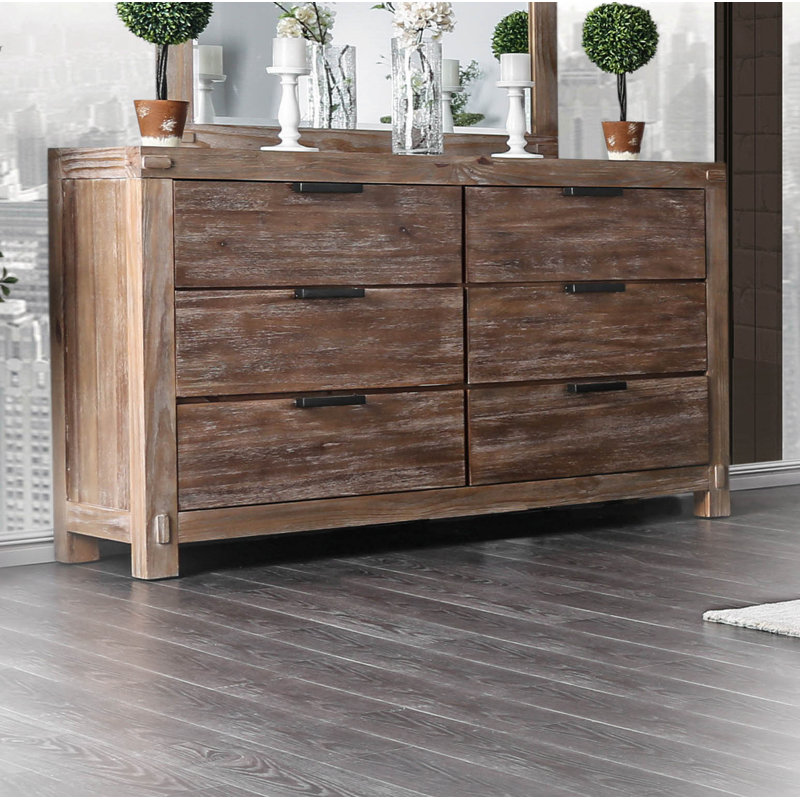 Commode double 6 tiroirs avec miroir Truston