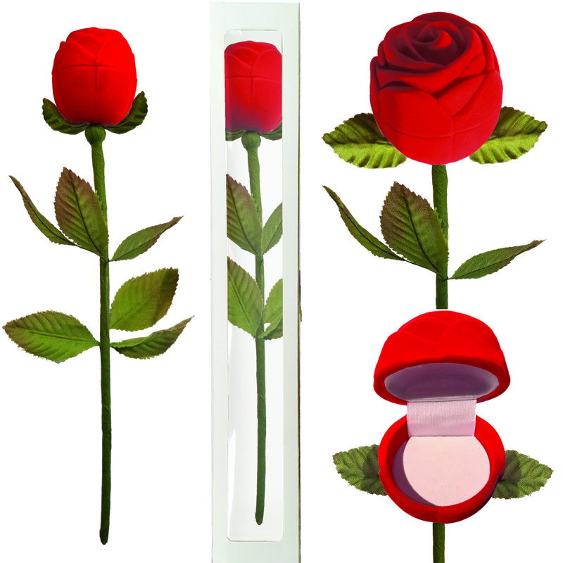 Red Velour Long Stem Rose Gift Box In Presentation Box Ring C59B1D2BC0DE4CD685FF09CCC26EBD0C