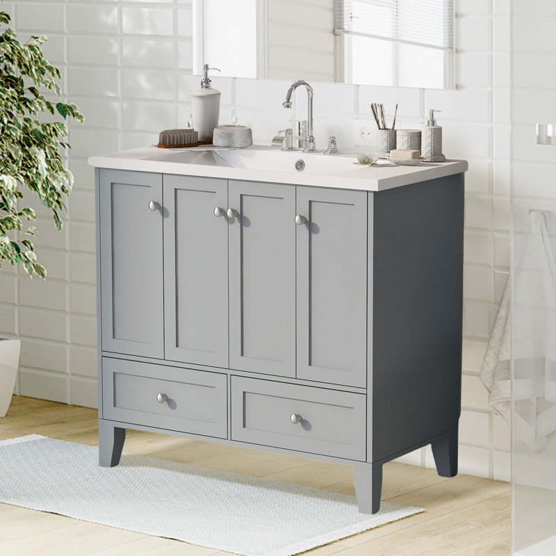 Base de meuble-lavabo simple 35,51 po seulement, Gris
