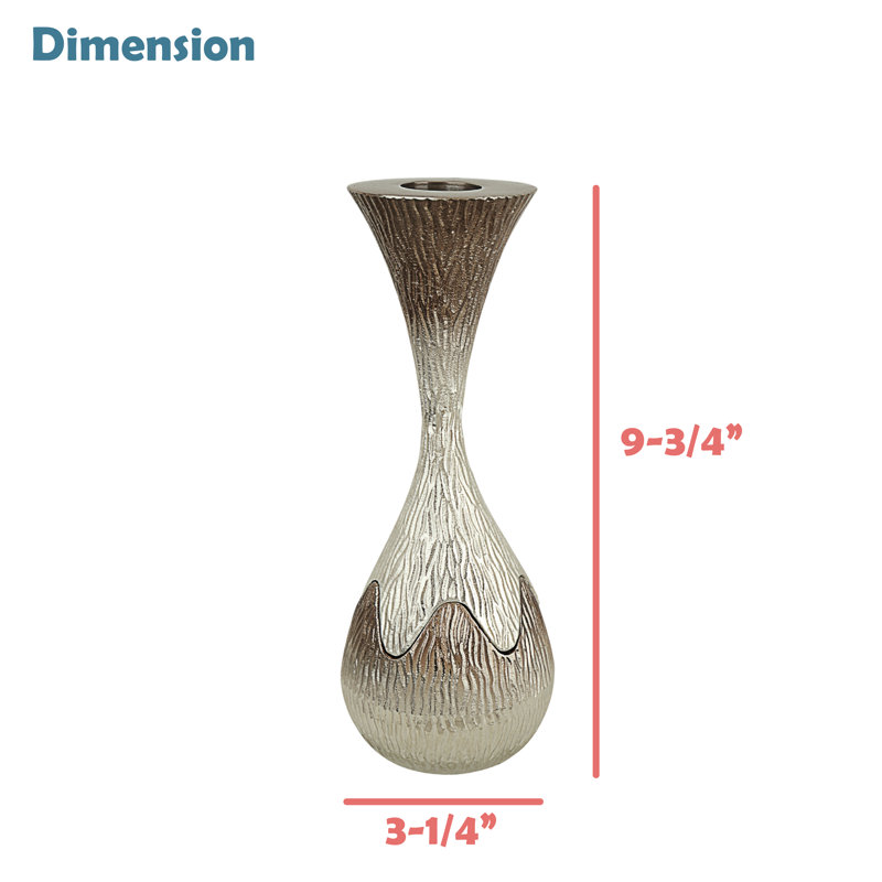 Aluminum Tabletop Candlestick, 9.75" H x 3.25" W x 3.25" D