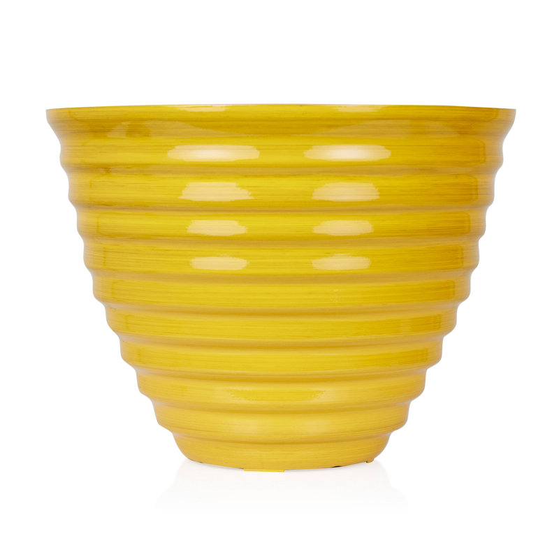 Jardinière ronde intérieure / extérieure, Jaune, H 12 po x l 16 po x P 16 po