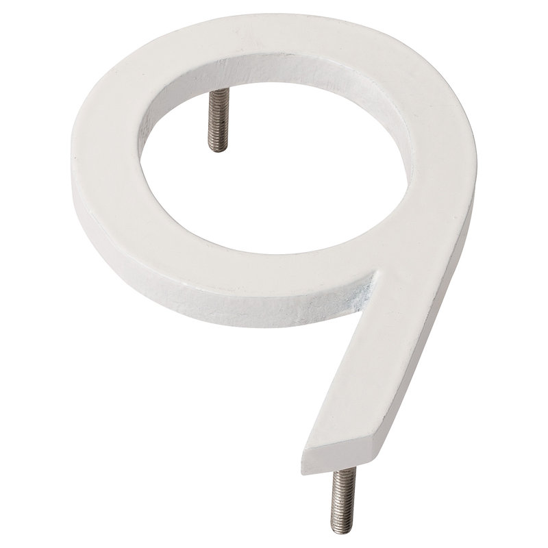 8'' H Metal Floating Mount House Number, 9, White