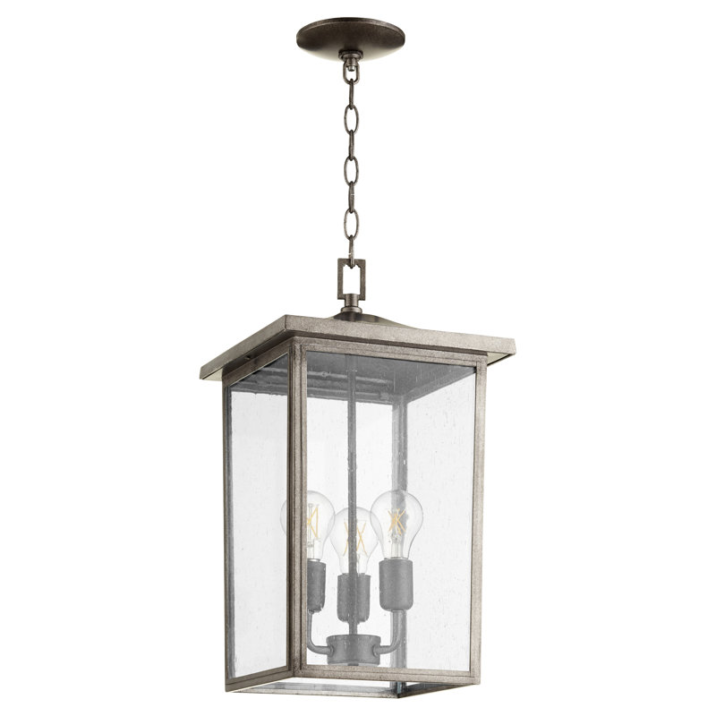 Lindesay 3 - Light Outdoor Hanging Lantern, Weathered Zinc