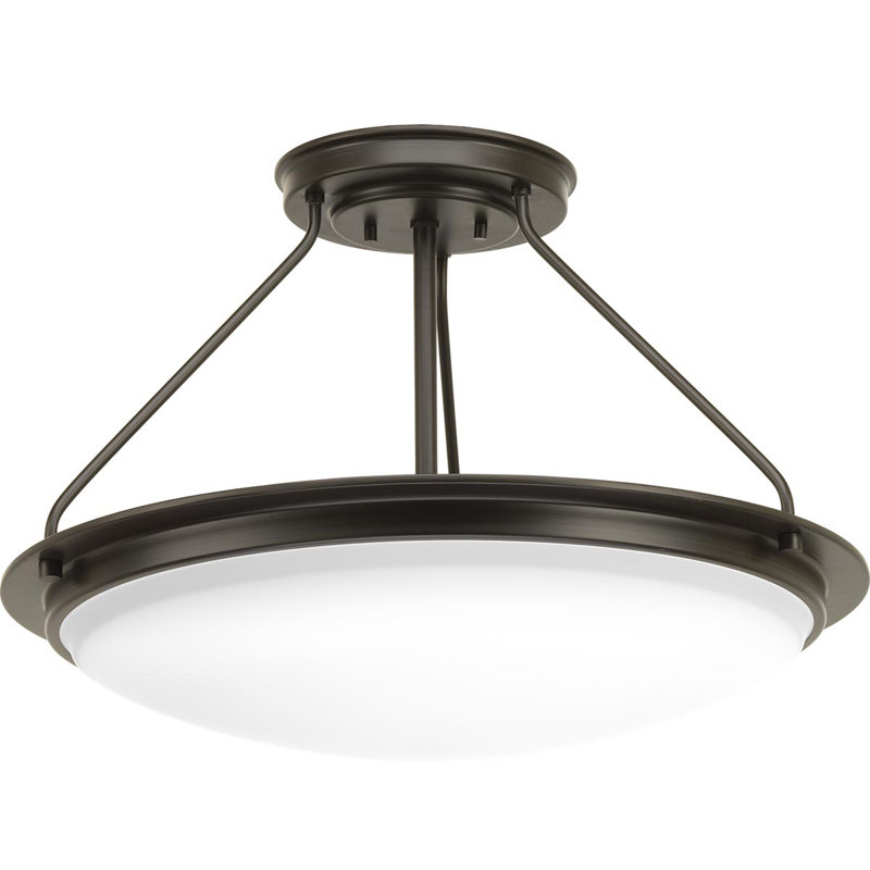Vanderhoff Glass Semi Flush Mount, Architectural Bronze, 10.75" H x 15" W x 15" D