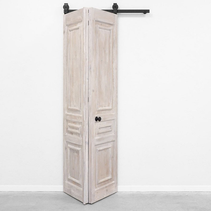 Single Bi-Folding System Solid Pine Barn Door TOSCANA, White