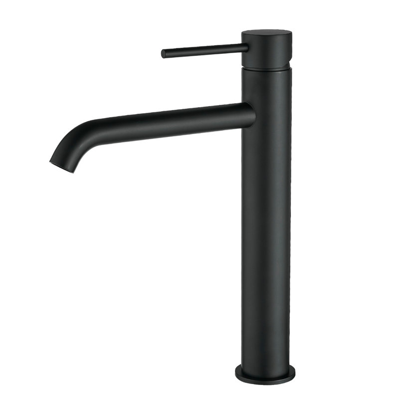 Robinet de lavabo de salle de bain - poignée simple et trou, design moderne noir, Noir