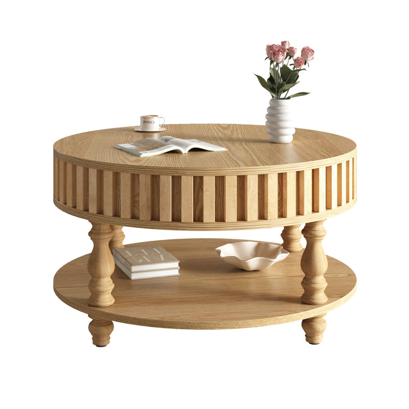 Table basse 31,5 "avec rangement rustique, Bois naturel