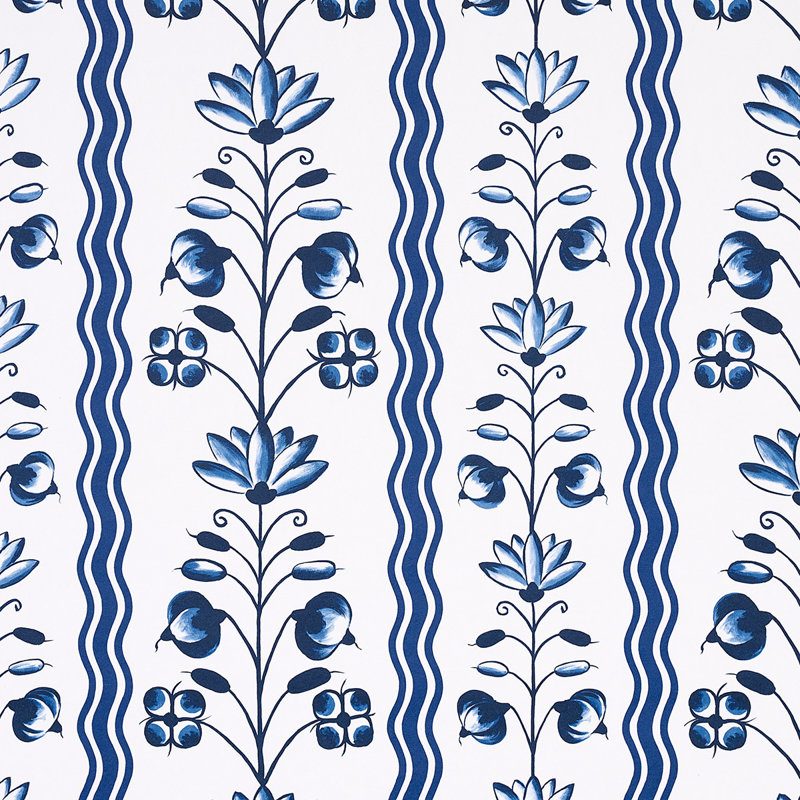 Papier peint Schumacher x Marie-Anne Oudejans, Bleu