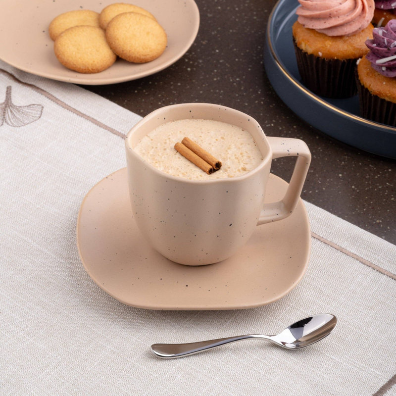 EARTH-DARK SAND Premium Porcelain Non Stackable Cup, Dark Sand, 9oz