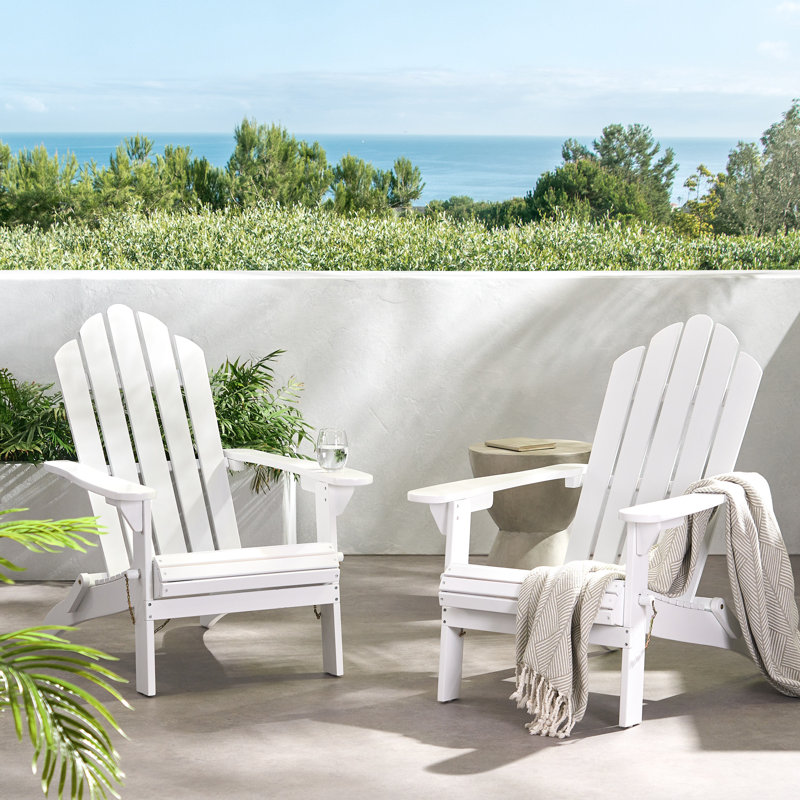 Lilwenn Foldable Outdoor Adirondack Chair, White