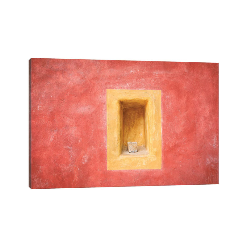 Europe, Czech Republic, Cesky Krumlov. Colourful Wall In Dented Space. by Jaynes Gallery - Wrapped Canvas Print