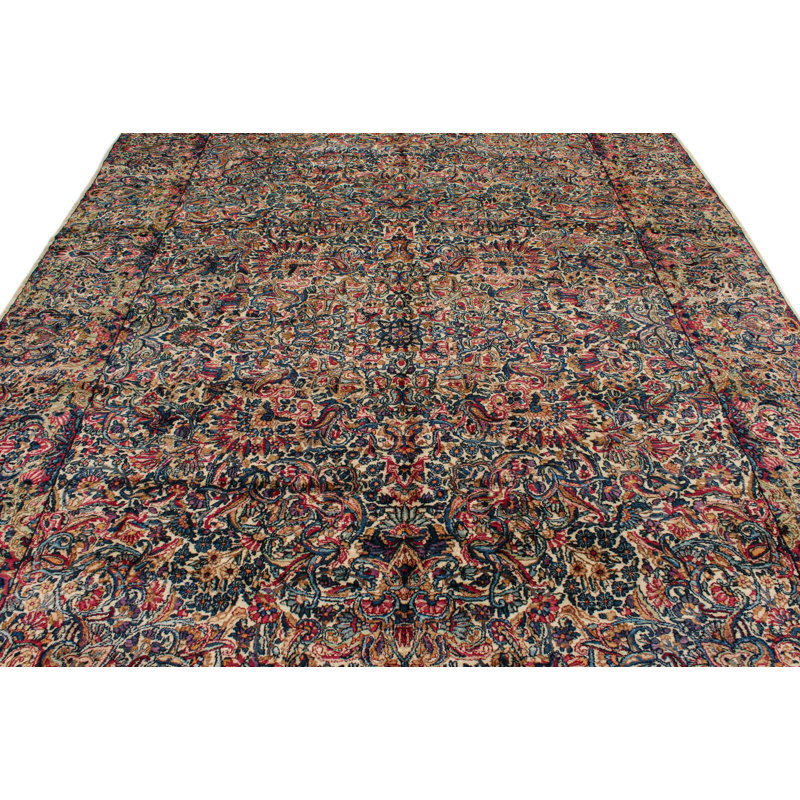 Tapis turc Oushak 9 x 14 ivoire et multicolore
