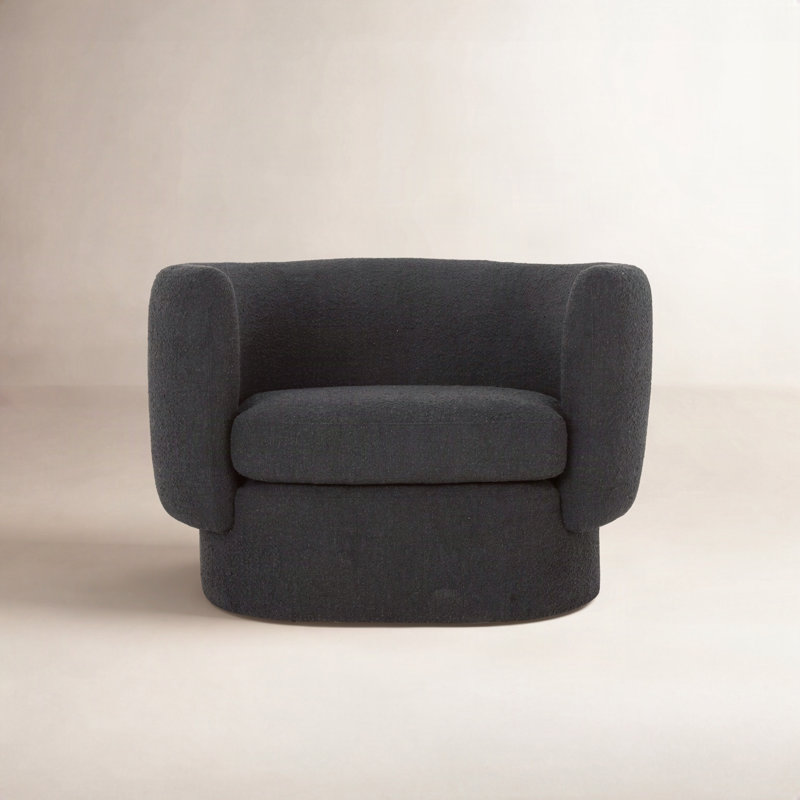 Koba Barrel Chair, Maya Black Boucle