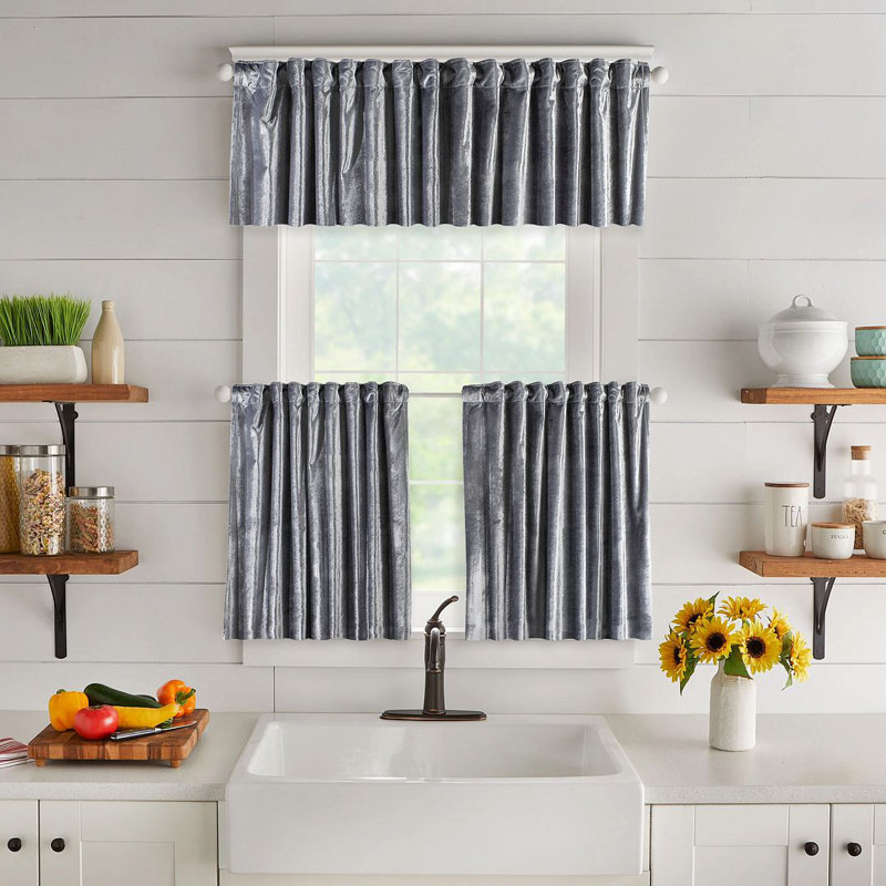 Solid Colour Kitchen Curtain, 16 Silver, 60 H x 45 W cm