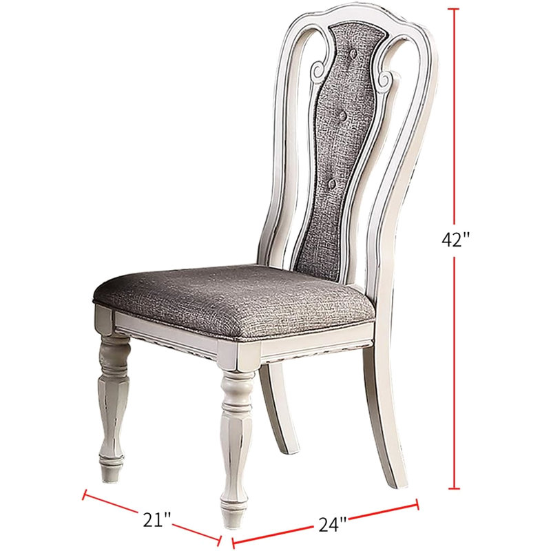 Chaises de salle à manger blanches et grises antiques (de 2), dossier, 2 chaises contemporaines élégantes, blanc / gris, assise moelleuse