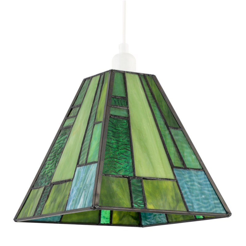 18 cm H Square Glass Pendant Shade ( Screw On ), Green