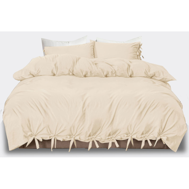 Priyanka Microfiber Solid Colour Duvet Cover Set with Pillowcases, Single, Beige
