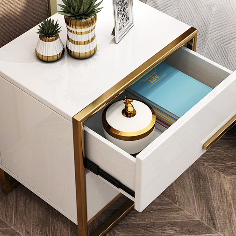 Table de chevet 2 tiroirs Darhl, Blanc