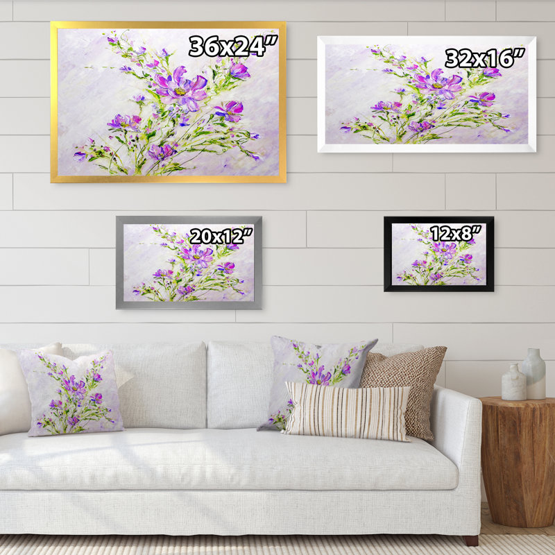«Summer Natural Foliage Pink Bouquet II», reproduction sur toile, H 8 po x l 12 po x P 1 po, Cadre noir