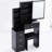 Amabella Small Size Vanity Table With Touch-Control Led Mirror, Color & Brightness Adjustable, Cushioned Stool, , Black, Space Optimizing Concept Black Sliding Touch Adjustable Color, For Compact Living Spaces-121535420