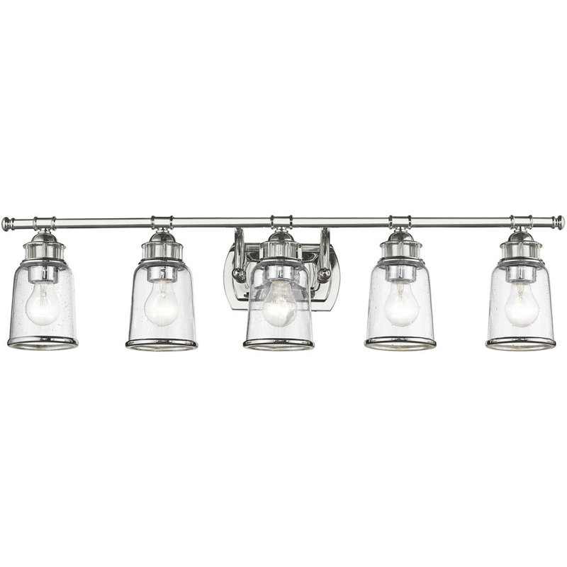 Éclairage pour salle de bain 5 lumières, Chrome poli