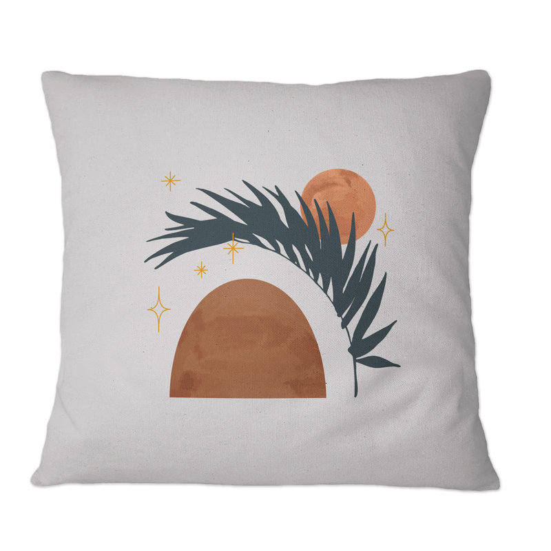 Abstrait avec feuille tropicale sur fond gris - coussin décoratif imprimé tropical, 16 po x 16 po