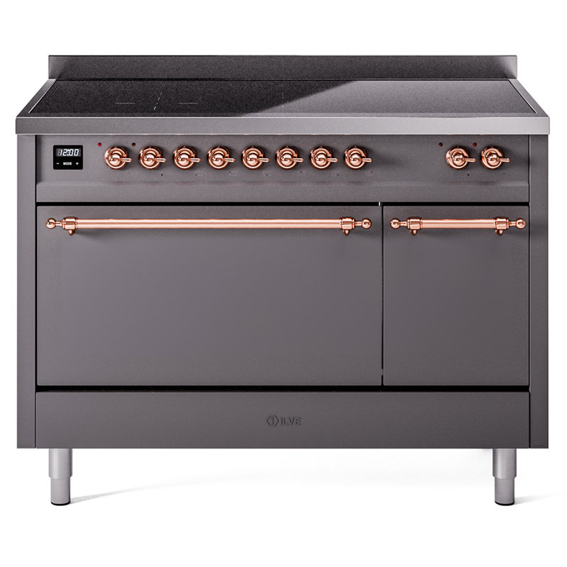 Cuisinière à induction 48 po ILVE Nostalgie II, Graphite mat / cuivre