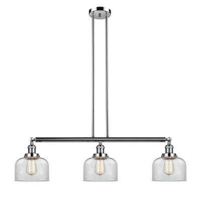 Jebediah 3-Light Metal Kitchen Island Pendant with Glass Shades