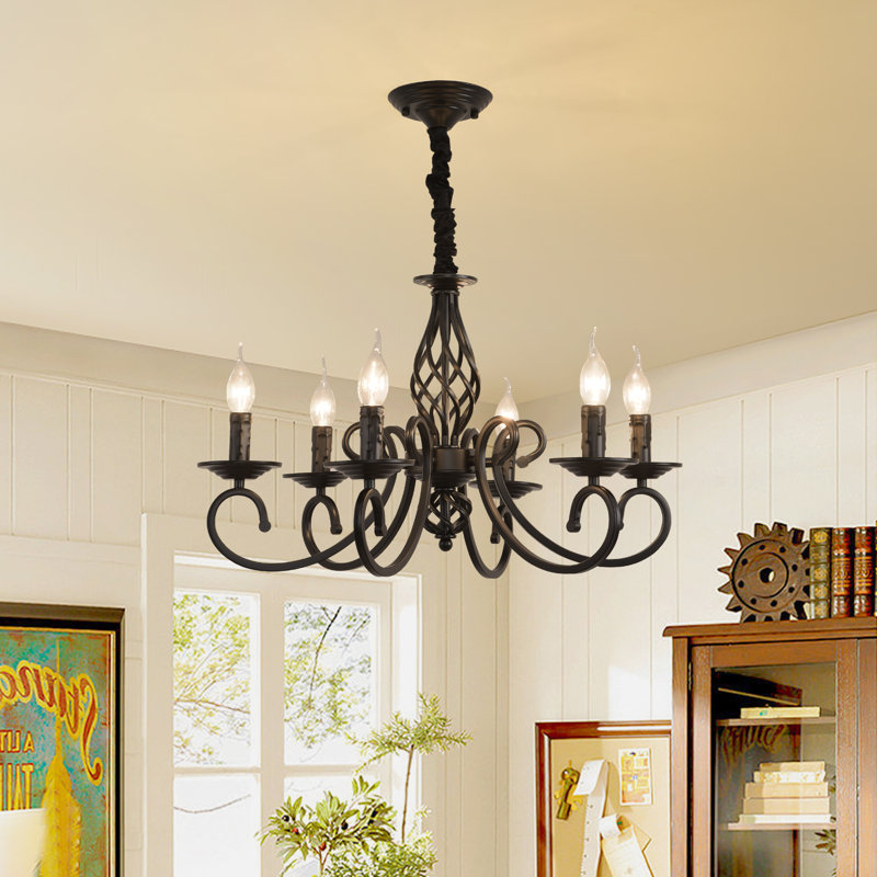 Pelchat 6 - Light Candle Style Chandelier, Black