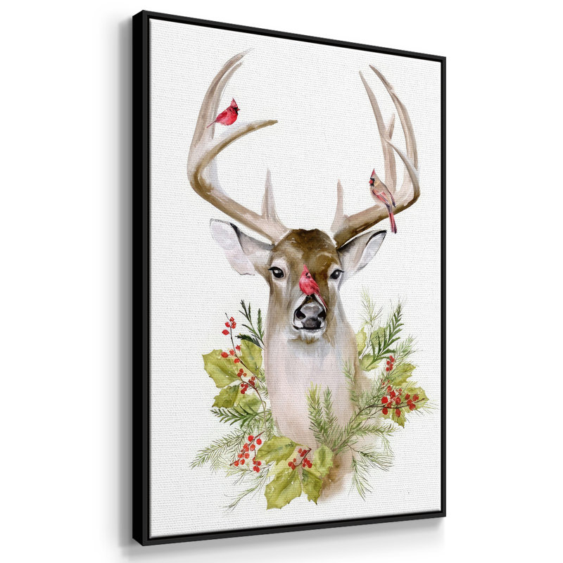 Collection de cerfs des Fêtes B, Cadre noir, H 41 po x l 27 po x P 1,5 po