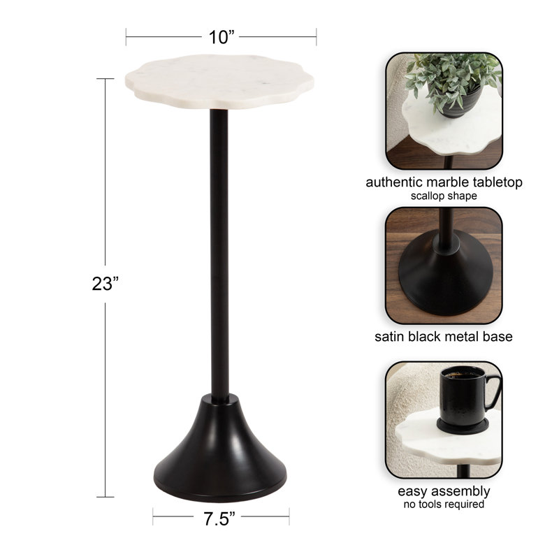 Round Marble and Metal Drink Table, Black