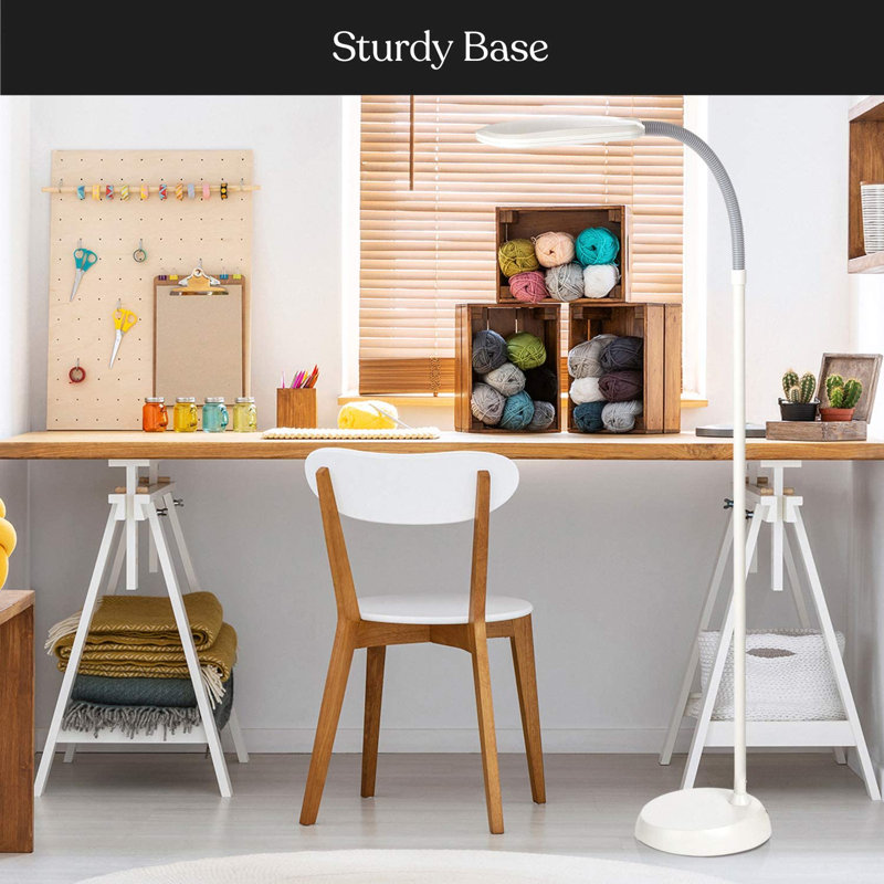 Litespan Slim 55 in. Industrial Dimmable LED Directional Task Floor Lamp, White