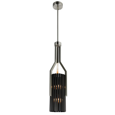 6 - Light Stain Nickel/ Pearl Black Single Pendant