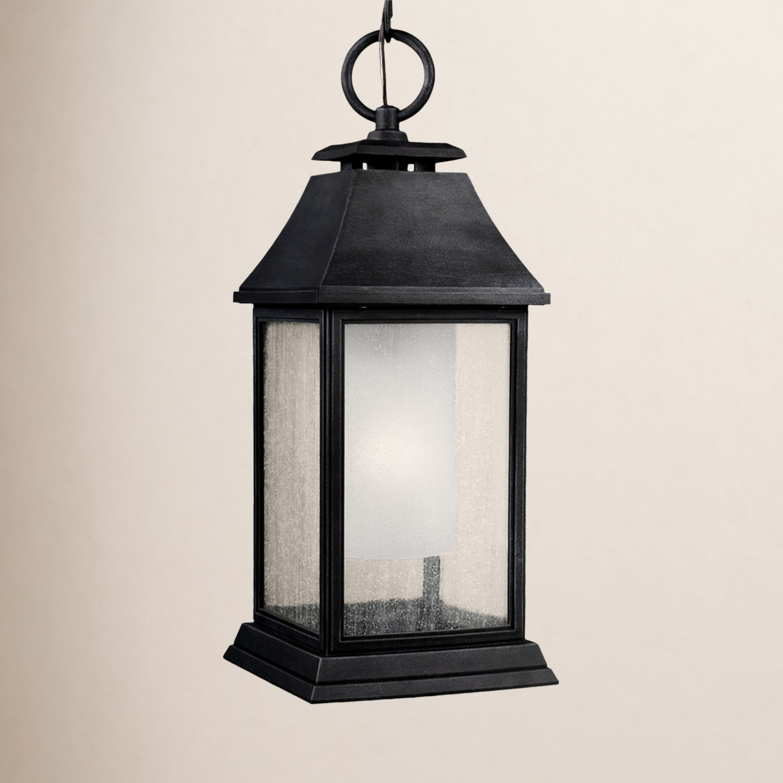 Nisbet Seeded Outdoor Stonestrong Hanging Lantern, Dark Weathered Zinc