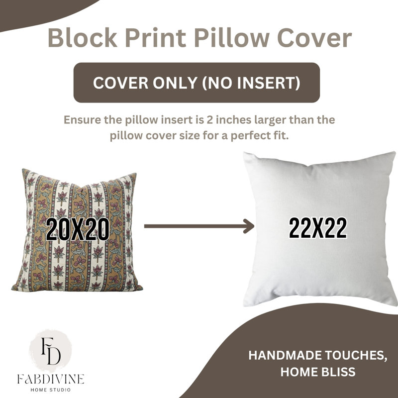 Housse de coussin Fabividine Boho, Carrée, Brun, H 14 po x l 14 po