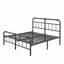 Structure de lit très grand en métal avec tête de lit, lit plateforme en acier robuste, aucun sommier requis, rangement sous le lit de 18 po, sommier anti-bruit, assemblage facile pour la chambre d'amis