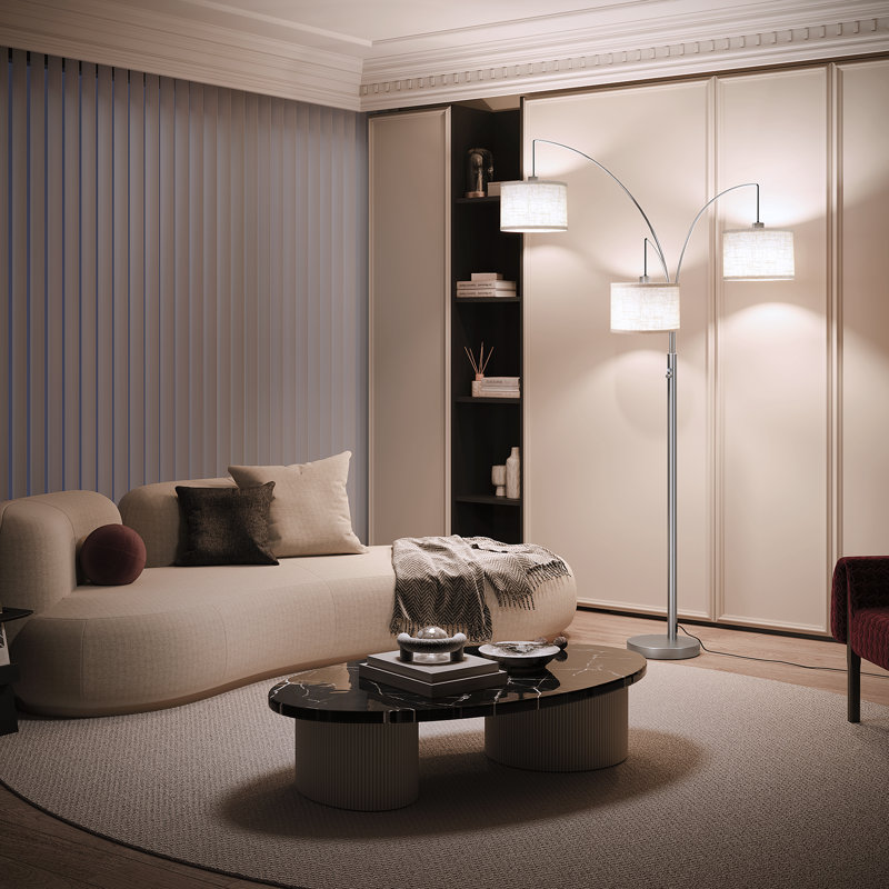 Bidal 3 Lights Modern Arc Tree Floor Lamp, Silver