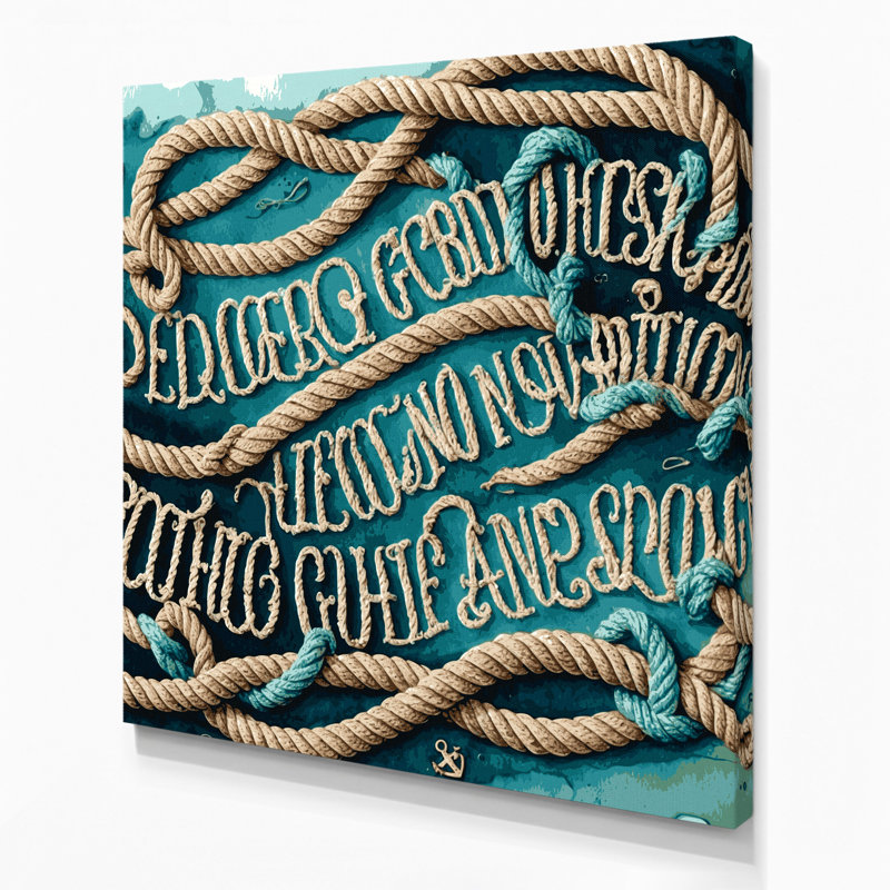 «Nautical Nautical phrases», art mural sur toile grise, H 12 po x l 12 po