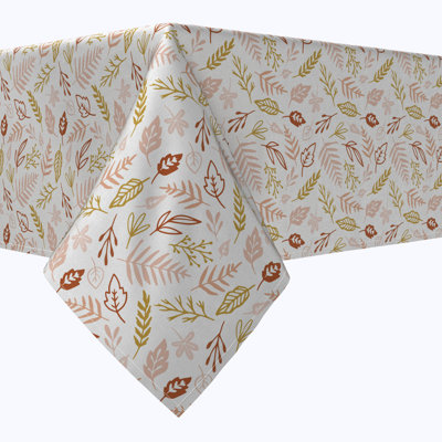 Rectangular Tablecloth, 100% Cotton, Simple Doodle Leaves