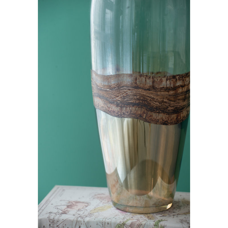 Vase en verre Ventresca - 6 po de diamètre x 13,5 po - brun / cuivre