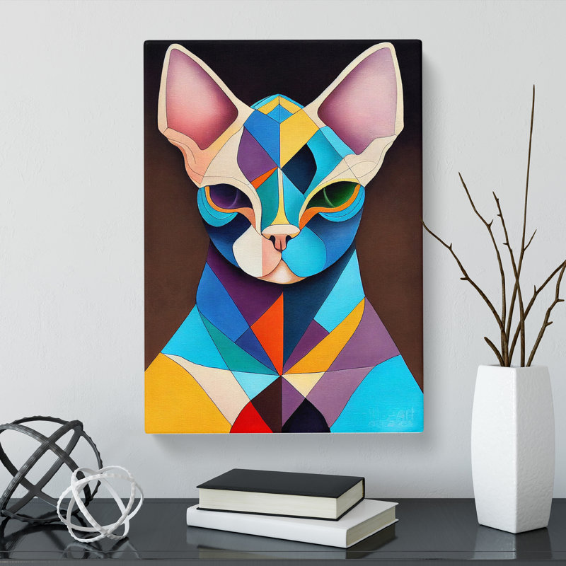 Sphynx Cat Patchwork - Wrapped Canvas, 76cm H x 50cm W x 3cm D