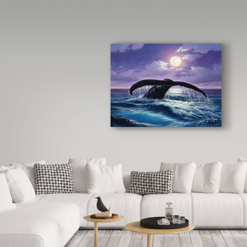 «Whale Tail» de Fikes, reproduction de peinture à l'huile sur toile tendue, H 14 po x l 19 po