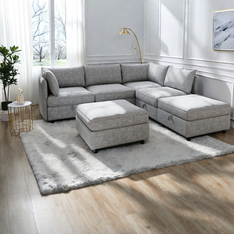 Canapé modulaire en chenille avec rangement