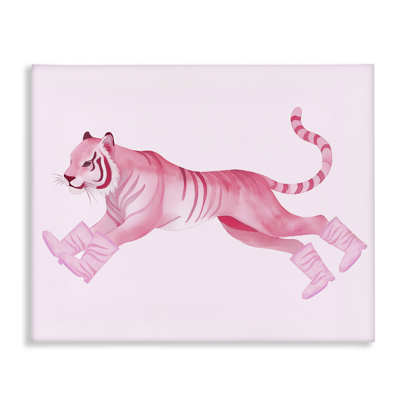 «Run Tiger in bottes», art mural sur toile par Daphne Polselli, H 36 po x l 48 po