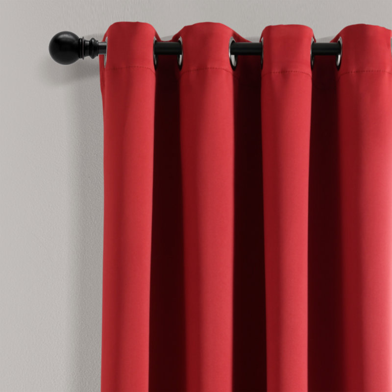 Insulated Blackout Curtain Pair, Red, 52"W x 108"L