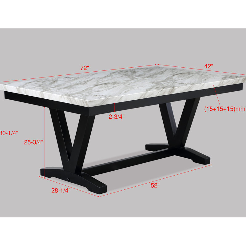 Table rectangulaire moderne en faux marbre et salle à manger
