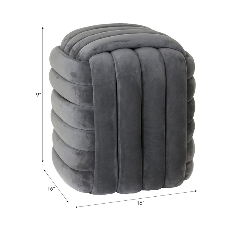 19" Machar Velvet Knot Stool, Gray