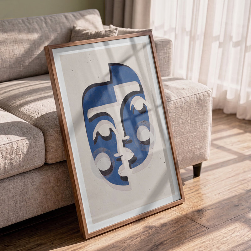 Fragmented Faces Print by Other Artist, 16 × 24, Framed Print, Tan