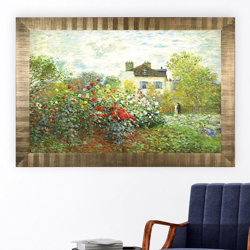 Le jardin de l'artiste - reproduction, H 29 po x l 41 po x P 2 po, Encadrement doré antique, Pas de tapis